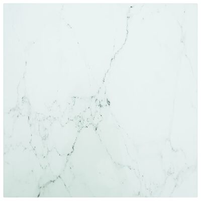 vidaXL galda virsma, balta, 60x60 cm, 6 mm, stikls ar marmora dizainu