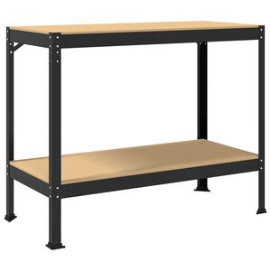 vidaXL Darba galds Melns 115 x 55 x 91 cm Inženierijas koks un metāls