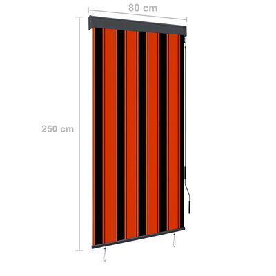 vidaXL āra ruļļu žalūzija, 80x250 cm, brūna un oranža