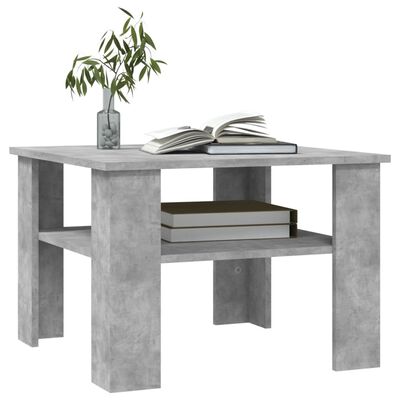 vidaXL kafijas galdiņš, 60x60x42 cm, betona pelēks, skaidu plāksne