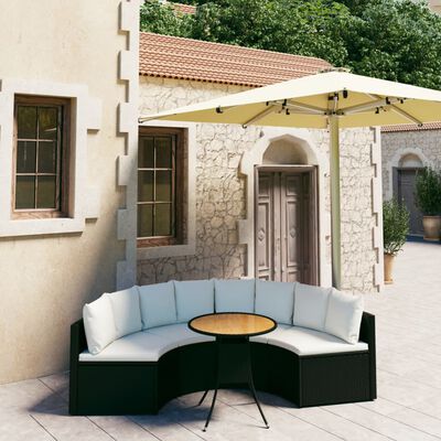 vidaXL 5-daļīgs dārza dīvānu komplekts ar matračiem, PE rotangpalma