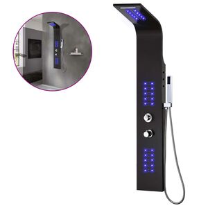 vidaXL du&scaron;as sistēma ar paneli, 20x44x130 cm, melns alumīnijs