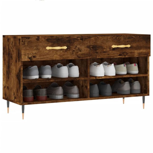 vidaXL apavu skapītis, koka krāsa, 102x35x55 cm, inženierijas koks