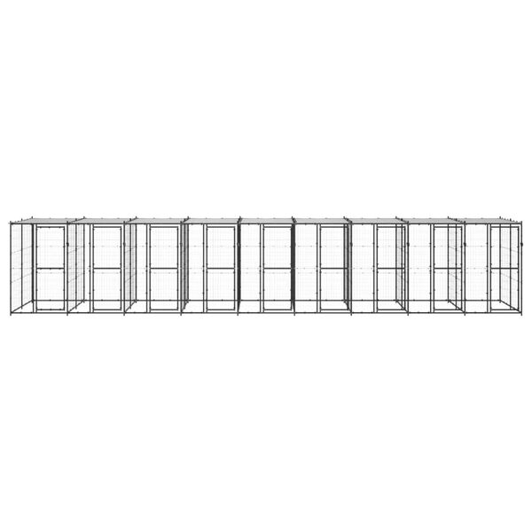 vidaXL suņu voljērs ar jumtu, 21,78 m&sup2;, tērauds