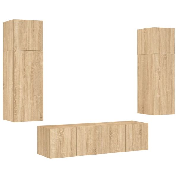 vidaXL 6-daļīgs TV skapī&scaron;u komplekts ar LED, ozola, inženierijas koks