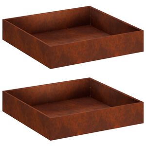 vidaXL Dārza stādītājs 2 gab. Rūsa 80 x 80 x 20 cm Novecināts tērauds