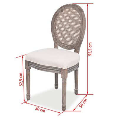 vidaXL virtuves krēsli, 6 gab., krēmkrāsas audums