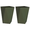 vidaXL Puķu kaste 2 pcs Olīvu zaļ&scaron; 50 x 50 x 75 cm Tērauds