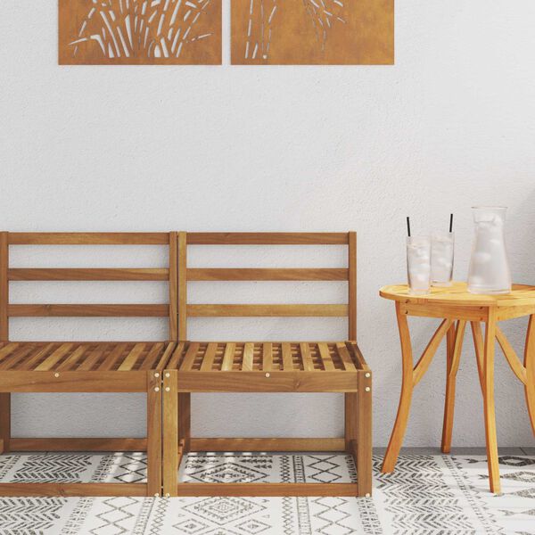vidaXL Āra vidējā dīvāns Cietā akācijas koks Dabiska 59 x 63 x 73 cm