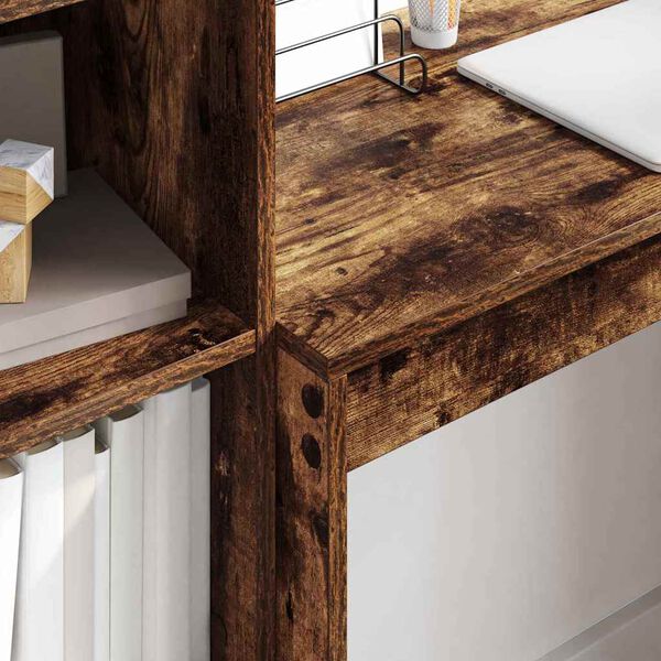 vidaXL Galds ar atvilktni 2 pcs Dūmaka ozols