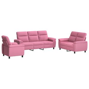 vidaXL Dīvānu komplekts 3 pcs Rozā Audums