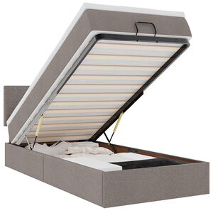 vidaXL Osmaņu gultas rāmis ar matrača pelēkbrūna 90x190 cm audums