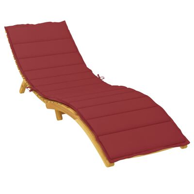 vidaXL sauļošanās krēsla matracis, 200x60x3 cm, audums, vīnsarkans