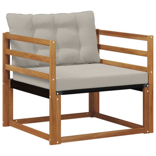 vidaXL Āra dīvānu komplekts Cieta akācijas koks un tekstilēns Dabiska