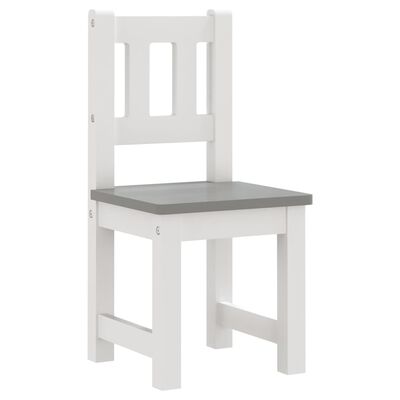 vidaXL 4-daļīgs bērnu galda un krēslu komplekts, balts ar pelēku, MDF