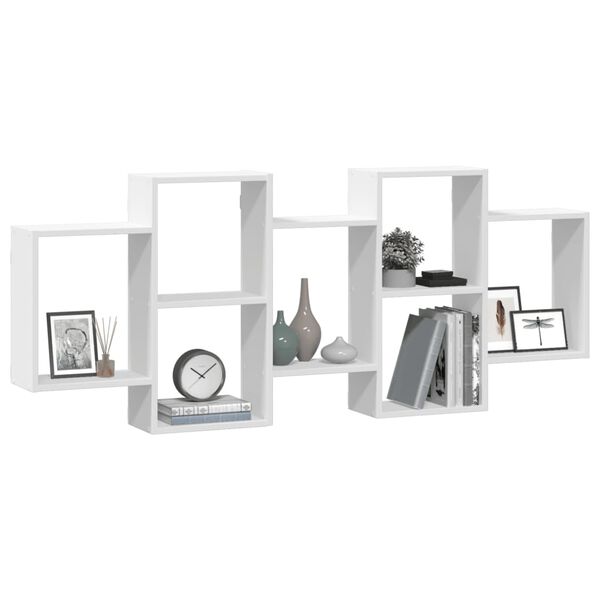 vidaXL sienas plaukts, balts, 159x18x65 cm, inženierijas koks