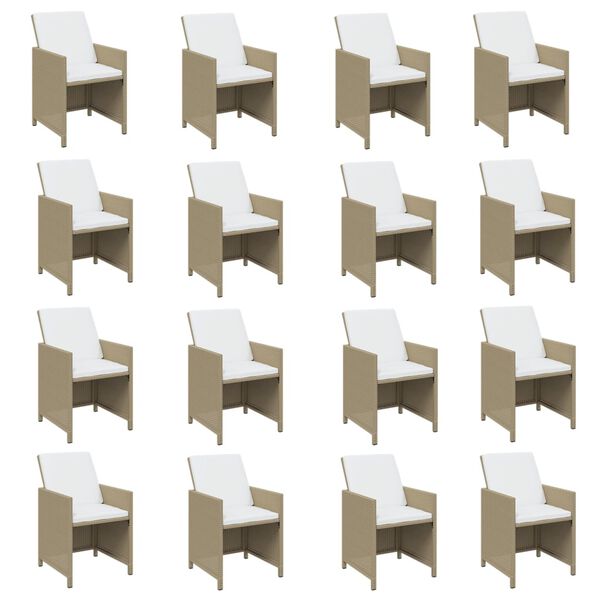 vidaXL 17-daļīgs dārza mēbeļu komplekts, matrači, bē&scaron;a PE rotangpalma