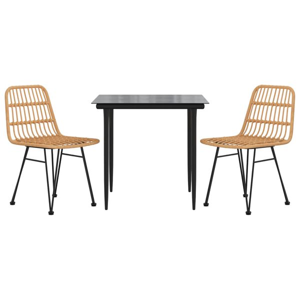 vidaXL 3-daļīgs dārza mēbeļu komplekts, PE rotangpalma