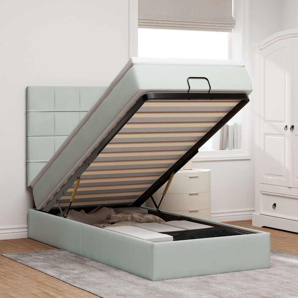 vidaXL Osmaņu gultas rāmis ar matračiem gai&scaron;i pelēks 80x200 cm samts