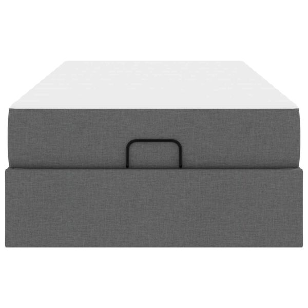 vidaXL Gultas rāmis ar matraci 2 pcs Dūmakaini pelēks audums