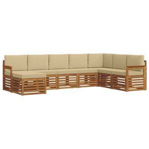 vidaXL Āra dīvānu komplekts 8 pcs Dabisks un bē&scaron;s Cietā akācijas koks