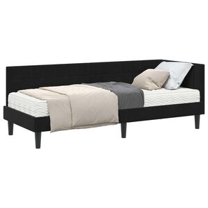 vidaXL Stūra gultas rāmis ar matrači 2 gab. Melna 80 x 200 cm Samts