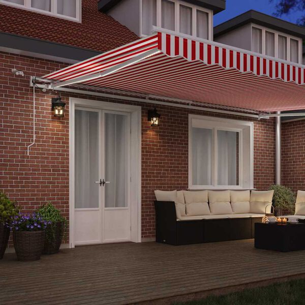 vidaXL Izvelkams jumtiņ&scaron; Sarkana un balta 500 &times; 350 cm