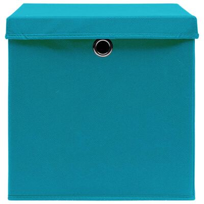 vidaXL uzglabāšanas kastes ar vāku, 10 gab., zilas, 32x32x32 cm