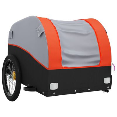 vidaXL velosipēda piekabe, 45 kg, melna un oranža, dzelzs