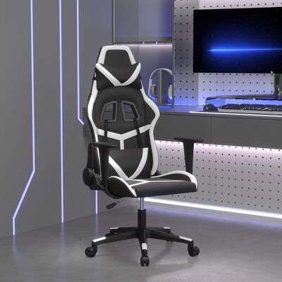 vidaXL datorspēļu krēsls, melna un balta mākslīgā āda