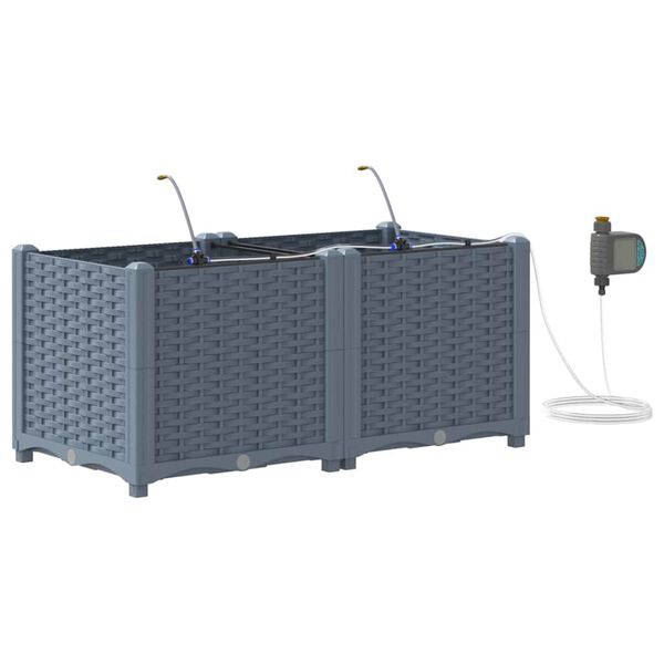 vidaXL Dārza stādītājs 2 pcs Gai&scaron;i pelēks Tērauds