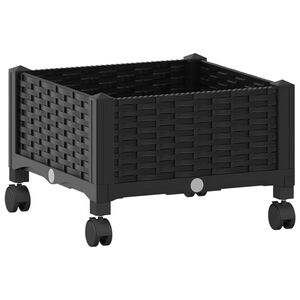vidaXL Dārza podiņ&scaron; ar riteņiem Melns 40 x 40 x 29 cm PP