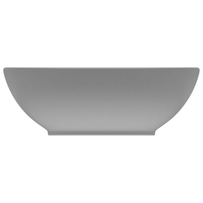 vidaXL izlietne, ovāla forma, 40x33 cm, matēta gaiši pelēka keramika