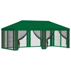 vidaXL Paviljona pārsegs ar sānu sienām Zaļa 600,5 x 300,5 cm