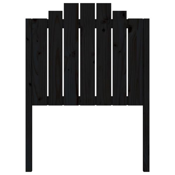 vidaXL gultas galvgalis, melns, 81x4x110 cm, priedes masīvkoks