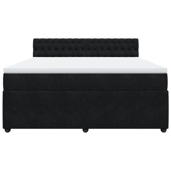 vidaXL atsperu gulta ar matraci, melna samts, 180x200 cm