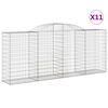 vidaXL arkveida gabiona grozi, 11gb., 300x50x120/140cm, cinkota dzelzs