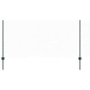 vidaXL Se&scaron;stūra žogs ar stabu 25 x 1 m PVC pārklāts tērauds Zaļa Tīkls