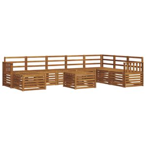 vidaXL Stūru dīvānu komplekts 9 pcs Dabiska Cietā akācijas koks