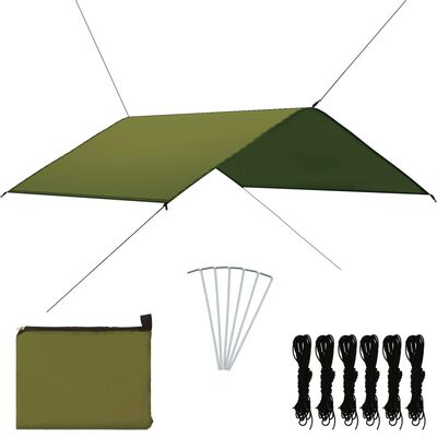 vidaXL āra brezenta telts, 4x4 m, zaļa