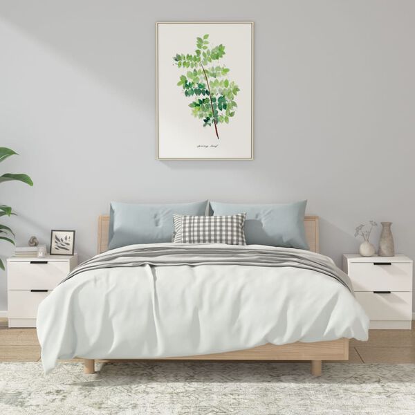 vidaXL naktsskapī&scaron;i, 2 gab., balti, inženierijas koks