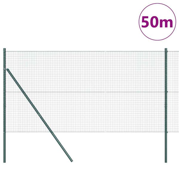 vidaXL Žoga āķis Zaļa 50 x 1,2 m (25 x 25 mm acs) Tērauds un PVC