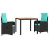 vidaXL Āra ēdamistabas komplekts 3 gab. Black and Turquoise