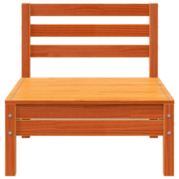 vidaXL dārza dīvāns, bez roku balstiem, vaska brūns, priedes masīvkoks