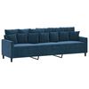 vidaXL trīsvietīgs dīvāns ar kājsoliņu, 210 cm, zils samts