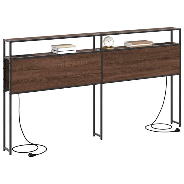 vidaXL Uzglabā&scaron;anas galvas balsts ar plauktu brūna ozolkoka 180 cm