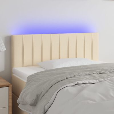 vidaXL gultas galvgalis ar LED, 80x5x78/88 cm, krēmkrāsas audums