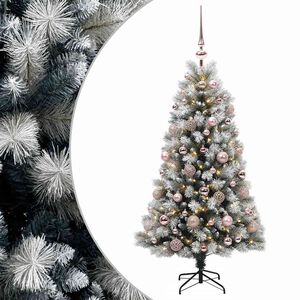 vidaXL Mākslīgā Ziemassvētku eglīte ar eglī&scaron;u bumbām 120 cm 150 LED