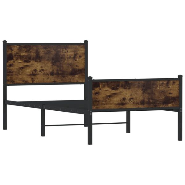 vidaXL gultas rāmis bez matrača, metāls, 80x200 cm, ozolkoka imitācija