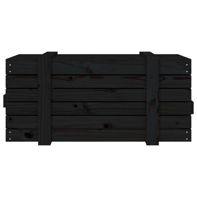 vidaXL uzglabāšanas kaste, melna, 91x40,5x42 cm, priedes masīvkoks